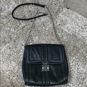 L. A. M. B. BLACK LEATHER CHAINED CROSSBODY